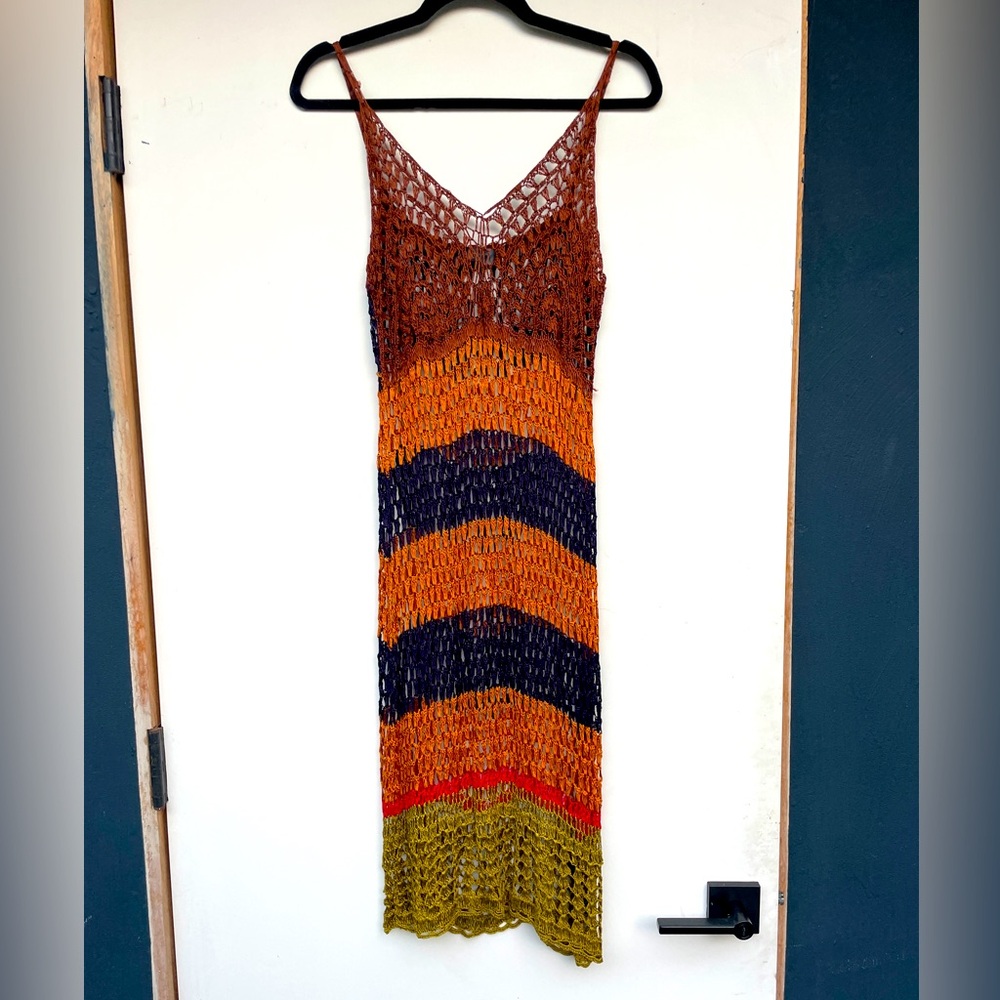 Crochet color block dress